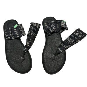 Sanuk Women's Sandals Size 6‎ Slip On Slingback Gray Black Casual Summer